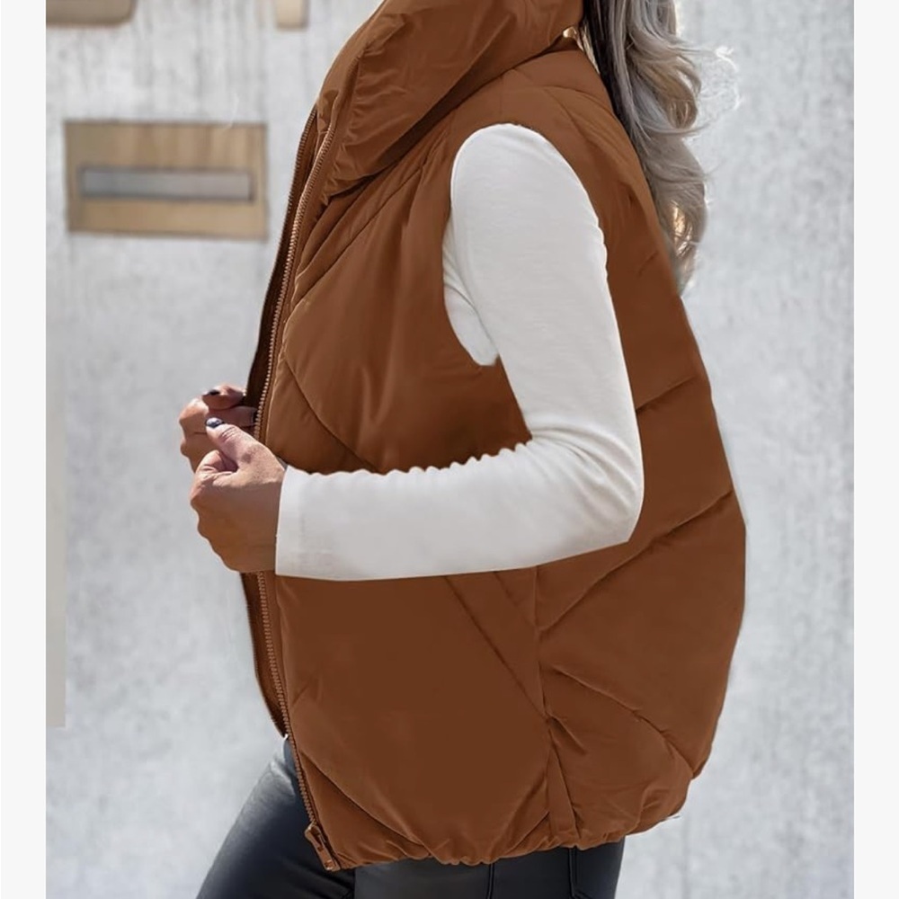 Brown Puffer Vest - Picture 2 of 9